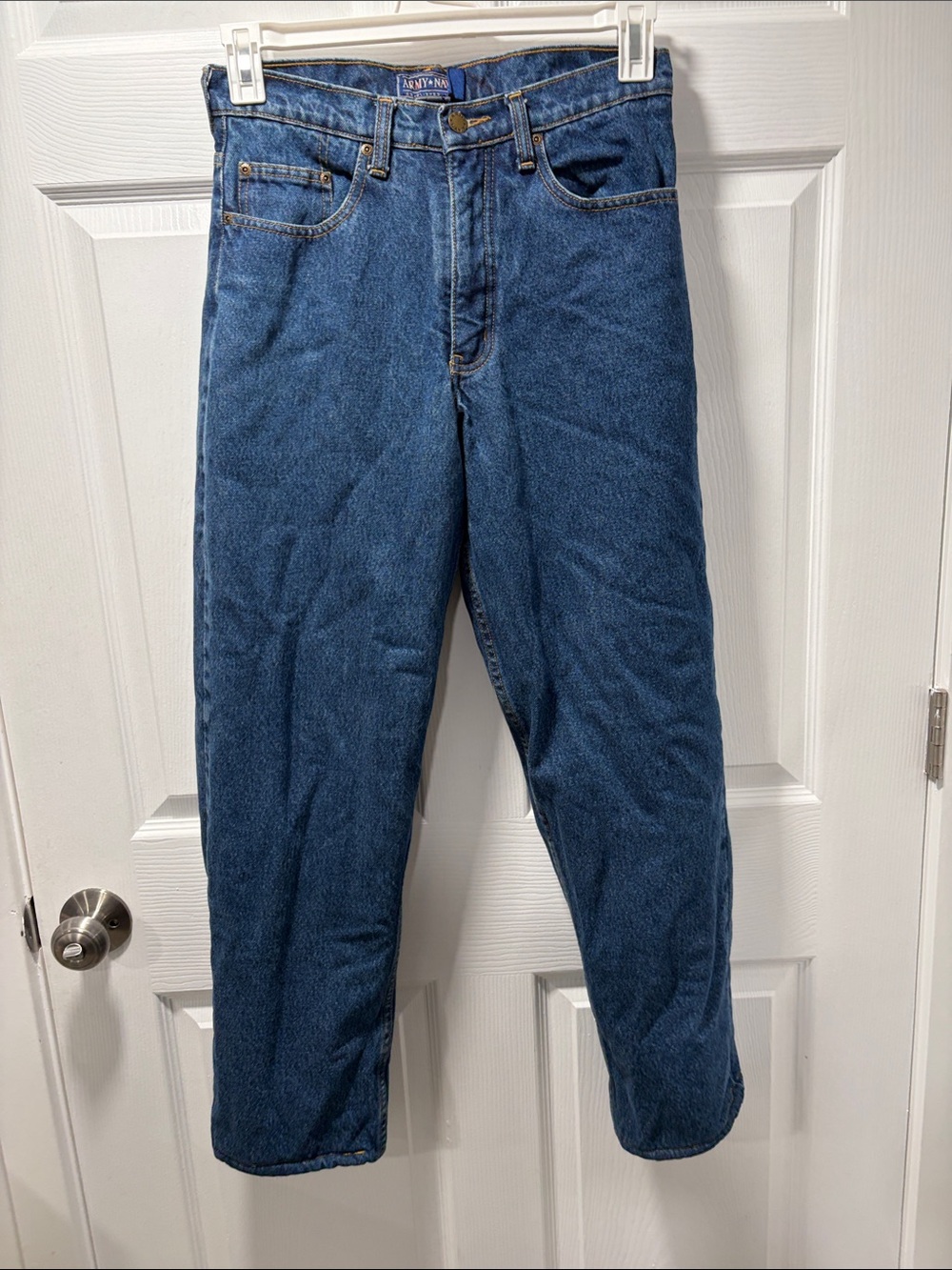Army Navy Fleece Lined Relaxed Fit Jeans Baggy Warm Outdoors Dark Wash 31 x 32
